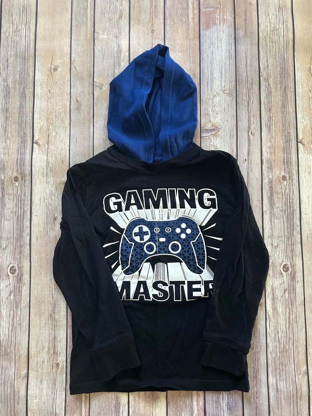 The Children’s Place Black Gaming Hoodie with Blue Hood
